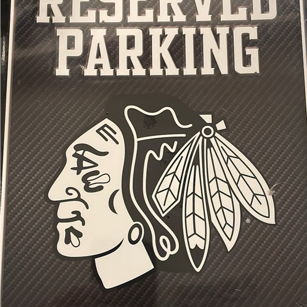 NHL Chicago Blackhawks Metal Parking Sign 8.5" x 11" - Great for Man Cave
